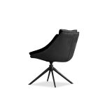 HURACAN Leather Fabric Swivel Dining Chair Black Steel