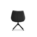 HURACAN Leather Fabric Swivel Dining Chair Black Steel