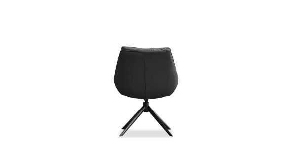HURACAN Leather Fabric Swivel Dining Chair Black Steel 4 2