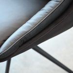HURACAN Leather Fabric Swivel Dining Chair Black Steel