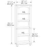 Antiqued White Display Shelf Bookcase with 5 Adjustable Shelves