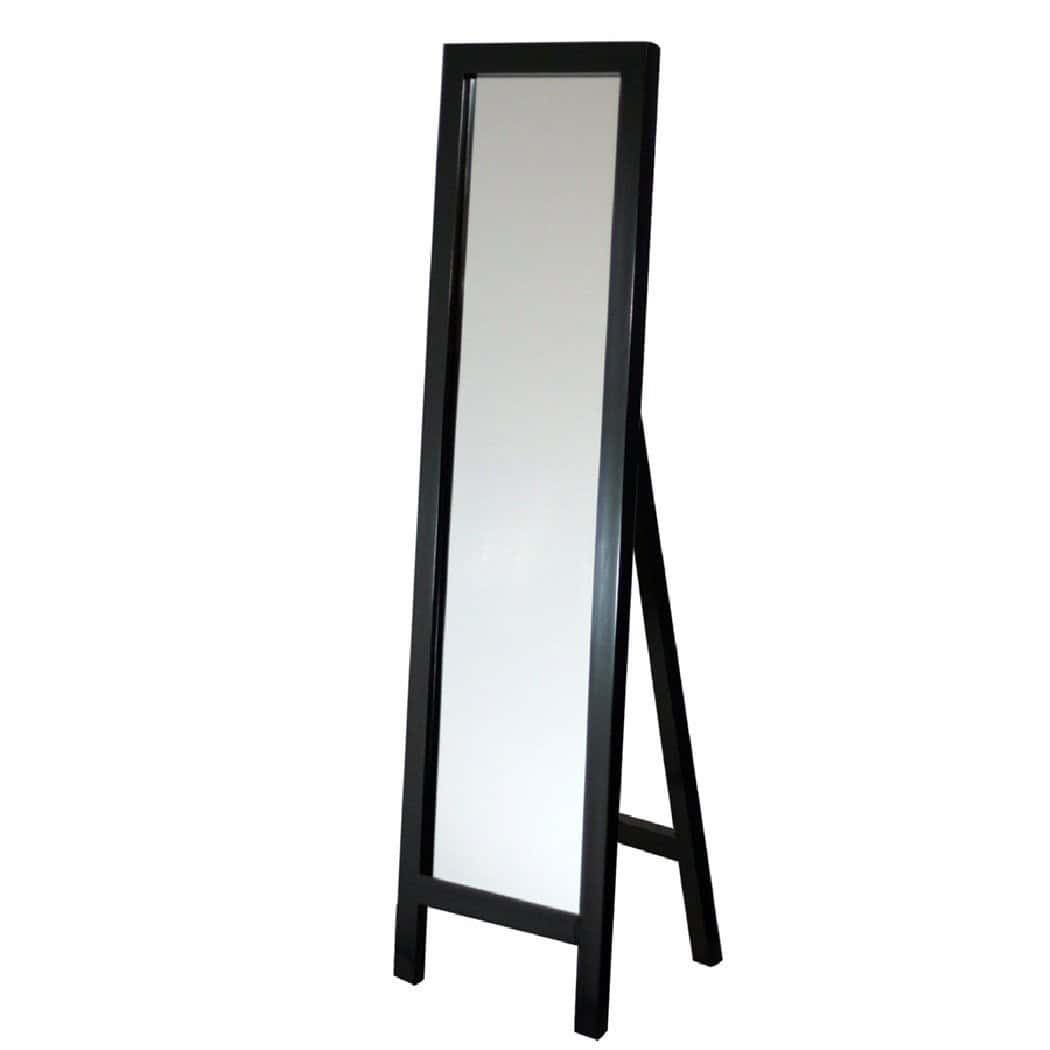 Espresso Wood Free-standing Floor Mirror with Solid Wood Frame 1 Espresso Wood Free-standing Floor Mirror with Solid Wood Frame