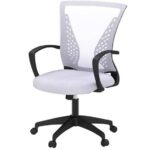 White Mid-Back Ergonomic Office Chair with Mesh and Wheels