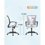 White Mid-Back Ergonomic Office Chair with Mesh and Wheels
