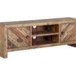 Wheat Reclaimed Pine Transitional TV Console With Adjustable Shelves
