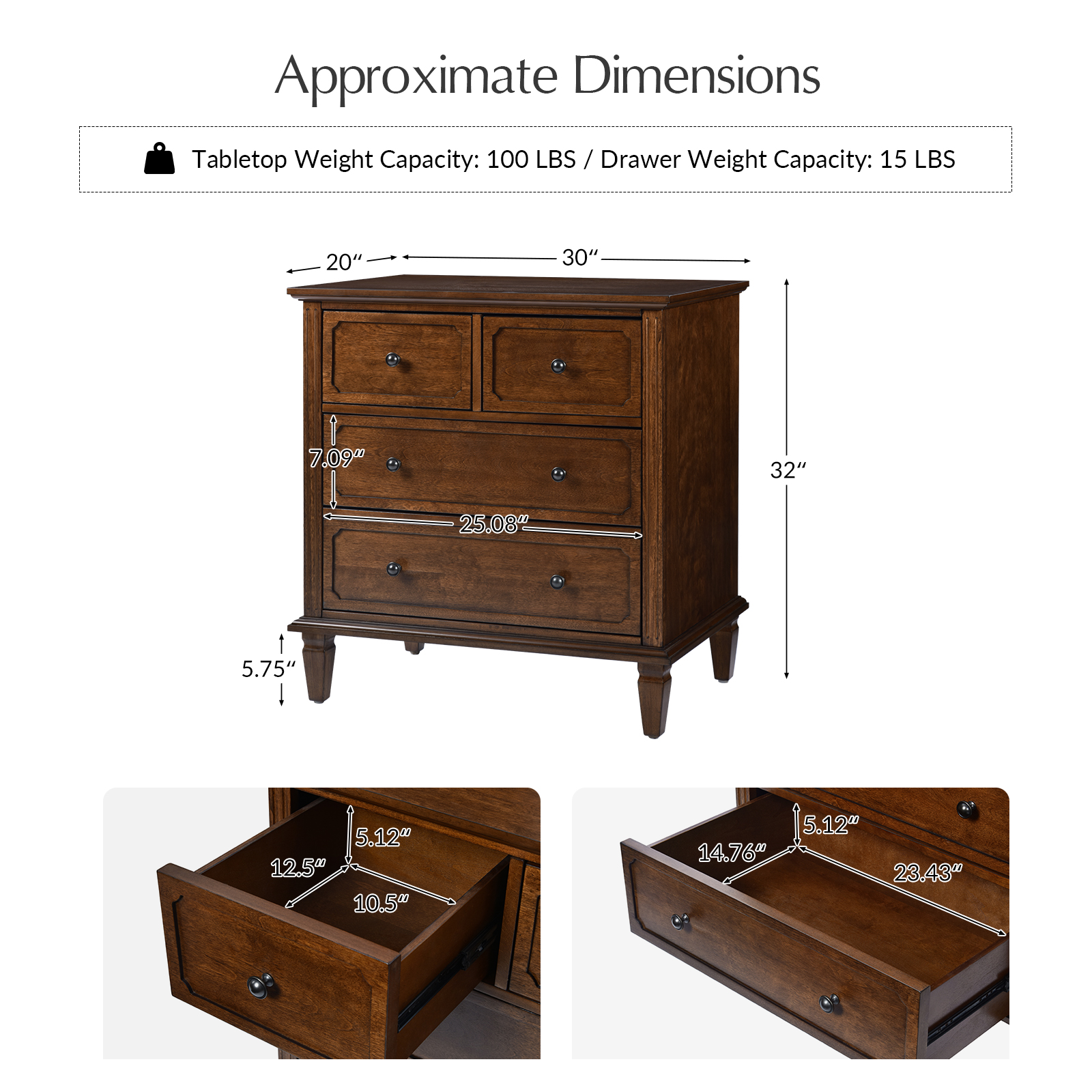 Hadrian Walnut 4-Drawer Charging Accent Chest with Tray Divider 5 Hadrian Walnut 4-Drawer Charging Accent Chest with Tray Divider - Image 5