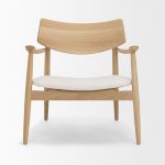 Haggen Light Brown Oak Wood w/ Cream Fabric Accent Chair