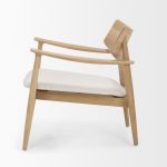 Haggen Light Brown Oak Wood w/ Cream Fabric Accent Chair