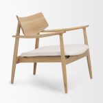 Haggen Light Brown Oak Wood w/ Cream Fabric Accent Chair