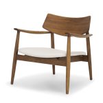 Haggen Medium Brown Oak Wood w/ Cream Fabric Accent Chair