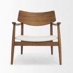 Haggen Medium Brown Oak Wood w/ Cream Fabric Accent Chair