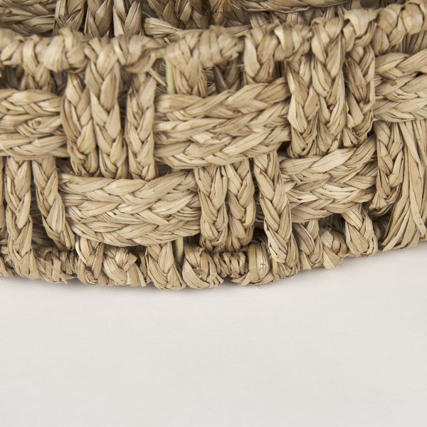 Haini Set of 2 Large Basketweave Seagrass Trays w Loop Handles 10