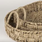 Haini Set of 2 Large Basketweave Seagrass Trays w/ Loop Handles