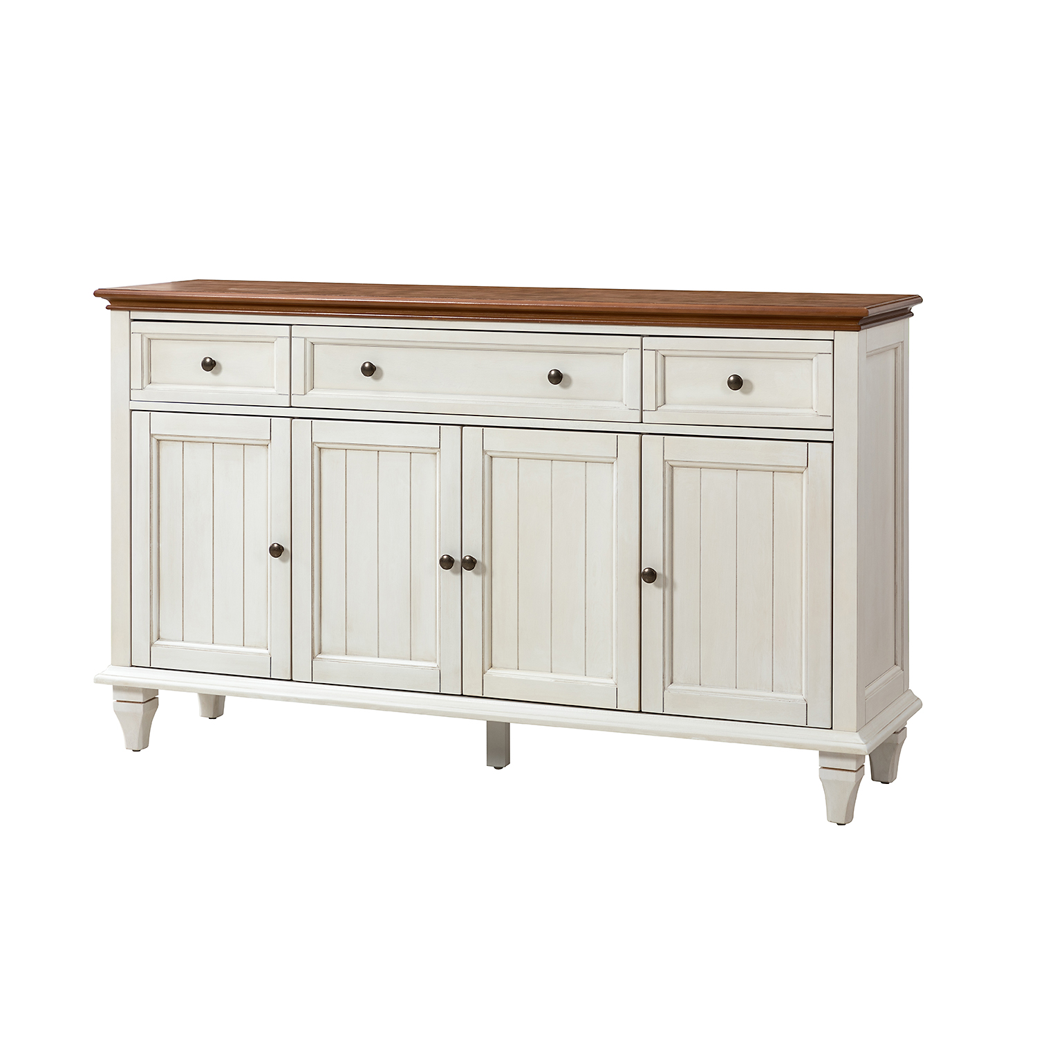 Hainrich White Farmhouse 3-Drawer Sideboard Storage Cabinet 2 Hainrich White Farmhouse 3-Drawer Sideboard Storage Cabinet - Image 2