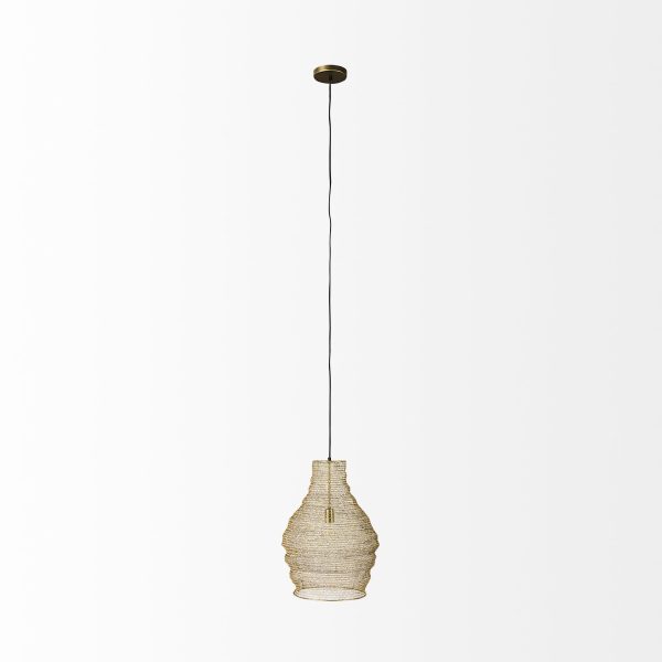 Halycon 16.0L x 16.0W x 20.0H Gold Mesh and Iron Pendant Light 2