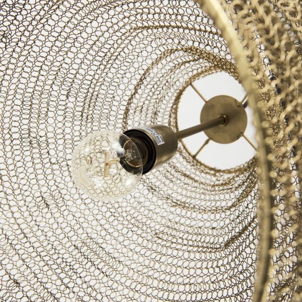 Halycon 16.0L x 16.0W x 20.0H Gold Mesh and Iron Pendant Light 8