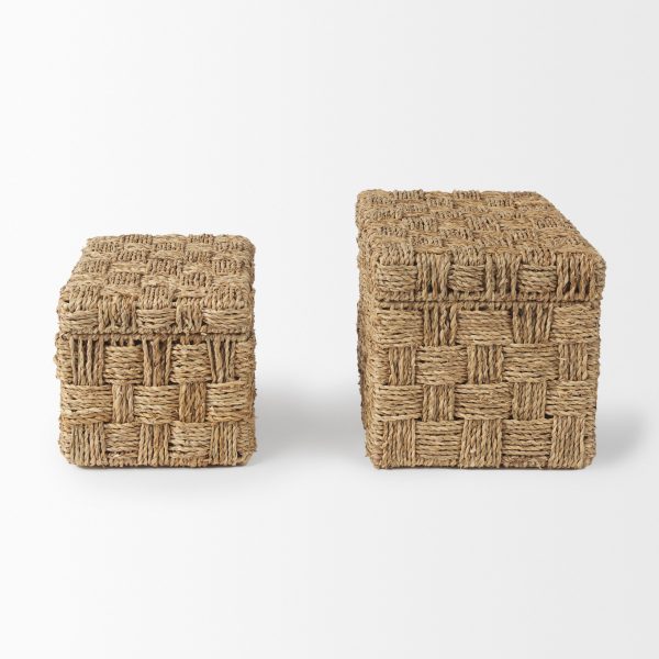 Hanalei Set of 2 Seagrass Boxes with Lids 4