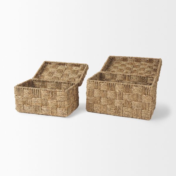 Hanalei Set of 2 Seagrass Boxes with Lids 6