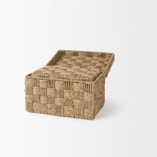 Hanalei Set of 2 Seagrass Boxes with Lids 7