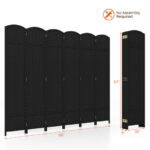 Hand-Woven 6-Panel Folding Room Divider with Solid Wood Frame