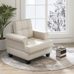 Mid Century Modern Tufted Linen Accent Chair for Living Room
