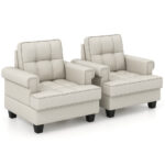 Mid Century Modern Tufted Linen Accent Chair for Living Room