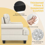 Mid Century Modern Tufted Linen Accent Chair for Living Room