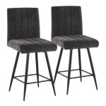 Hank 26" Black Contemporary Swivel Counter Stools (Set of 2) 13 Hank 26" Black Contemporary Swivel Counter Stools (Set of 2)