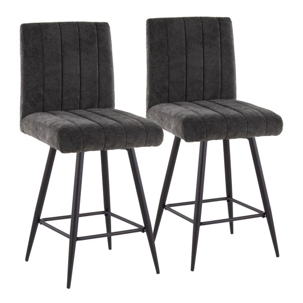 Hank 26 Black Contemporary Swivel Counter Stools Set of 2 2