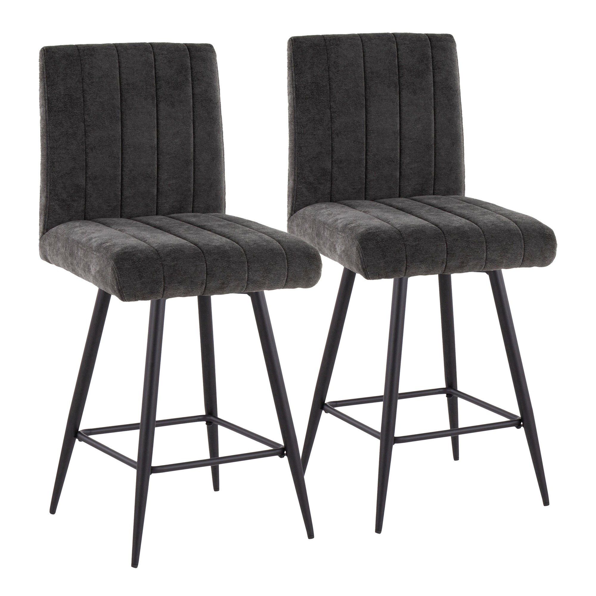 Hank 26" Black Contemporary Swivel Counter Stools (Set of 2) 3 Hank 26" Black Contemporary Swivel Counter Stools (Set of 2) - Image 3