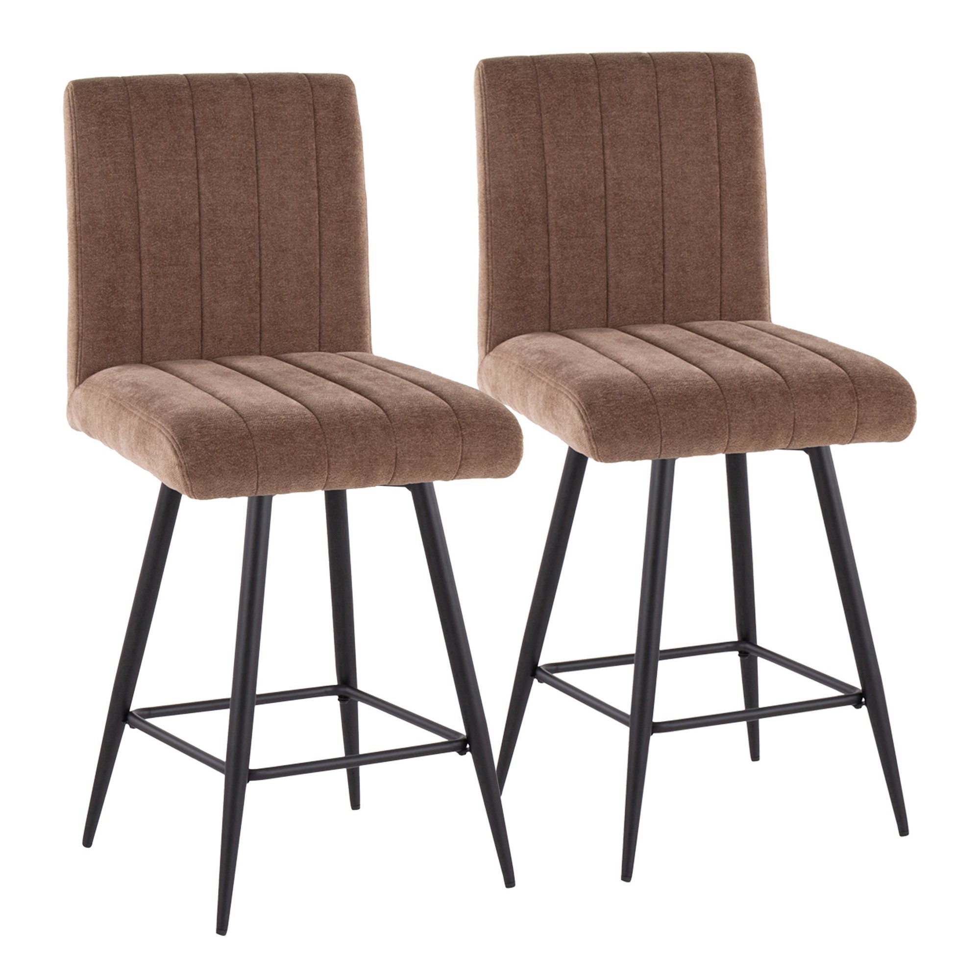Hank 26 Contemporary Brown Fabric Counter Stools (Set of 2) 3 Hank 26 Contemporary Brown Fabric Counter Stools (Set of 2) - Image 3