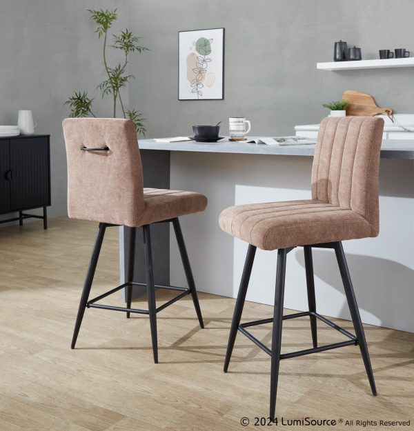 Hank 26 Contemporary Brown Fabric Counter Stools Set of 2