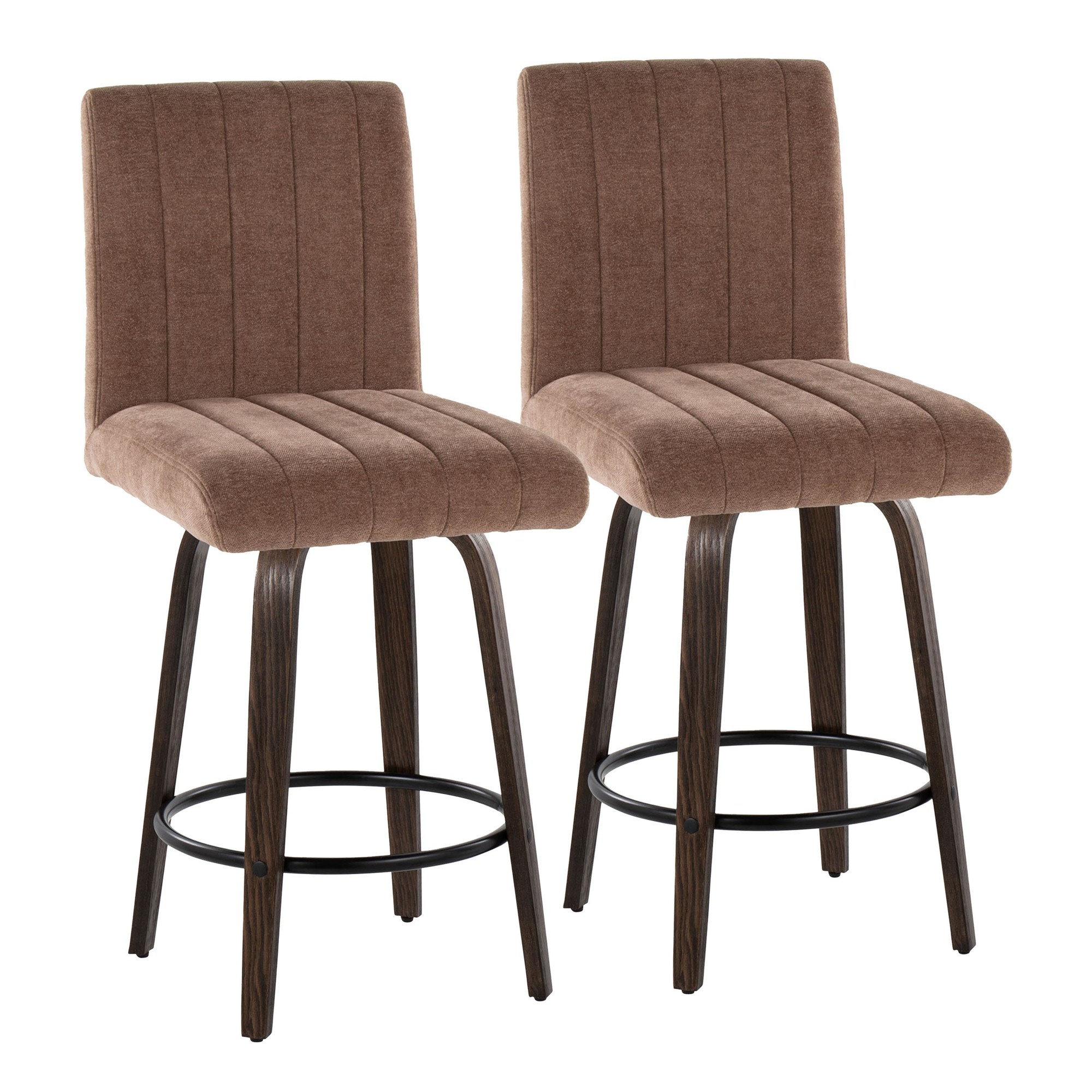 Hank 26 Contemporary Brown Swivel Counter Stool (Set of 2) 3 Hank 26 Contemporary Brown Swivel Counter Stool (Set of 2) - Image 3