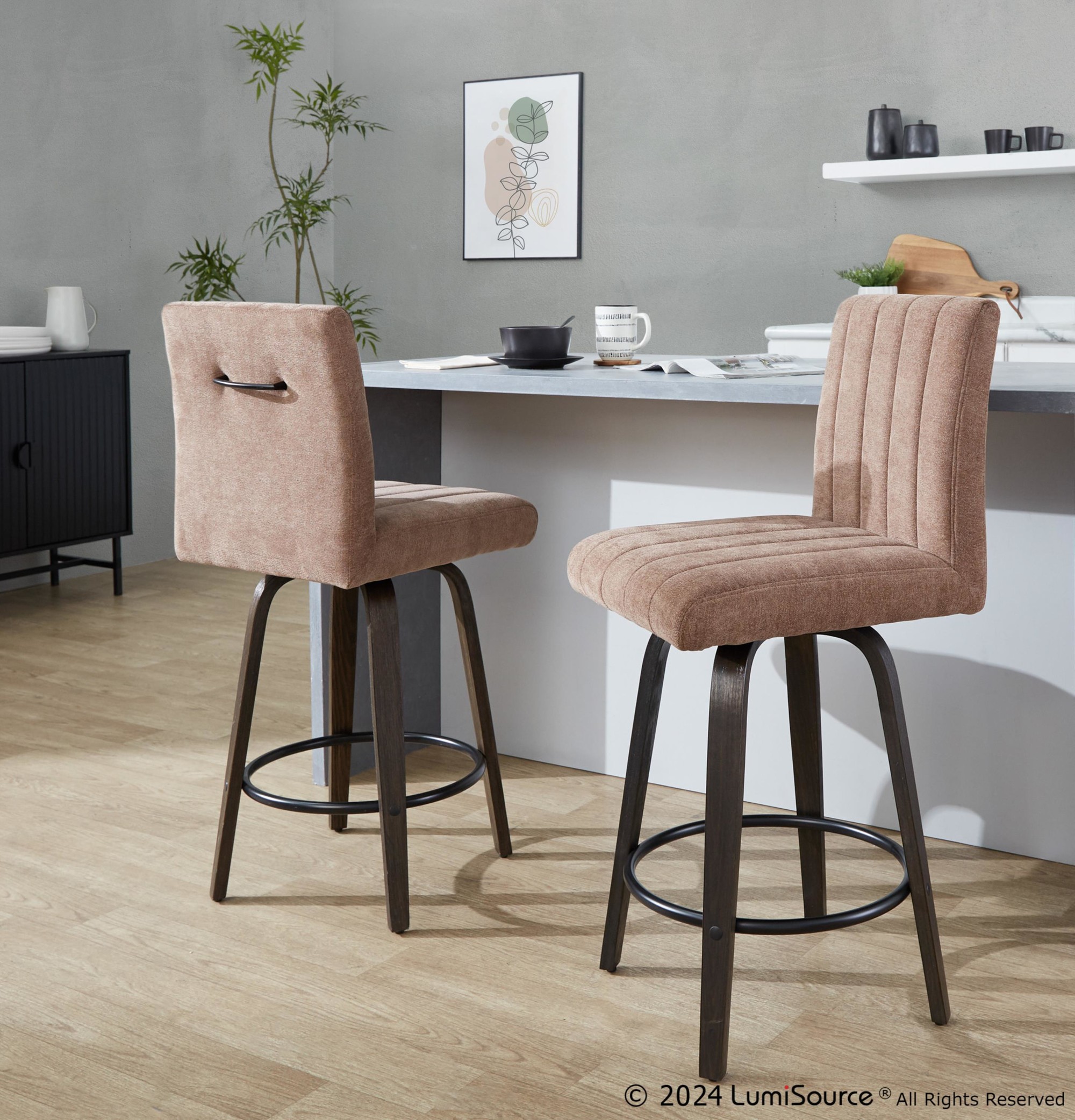 Hank 26 Contemporary Brown Swivel Counter Stool (Set of 2) 1 Hank 26 Contemporary Brown Swivel Counter Stool (Set of 2)