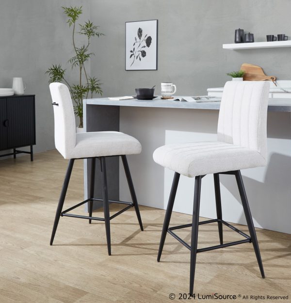 Hank 26 Contemporary Light Grey Fabric Swivel Stools Set of 2 1