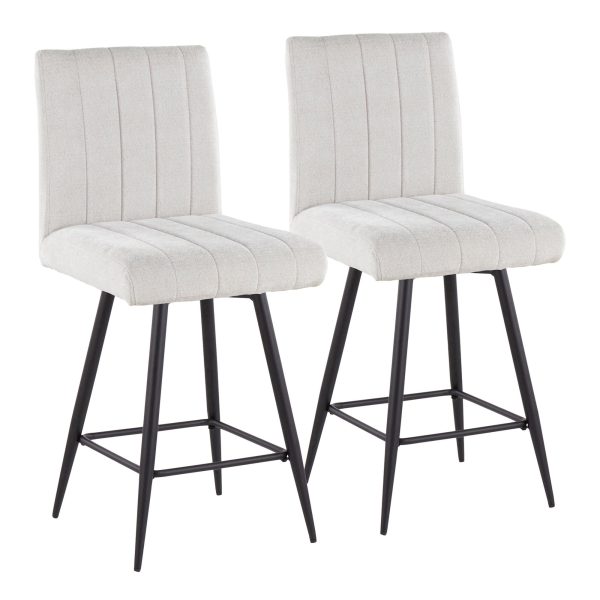 Hank 26 Contemporary Light Grey Fabric Swivel Stools Set of 2 2