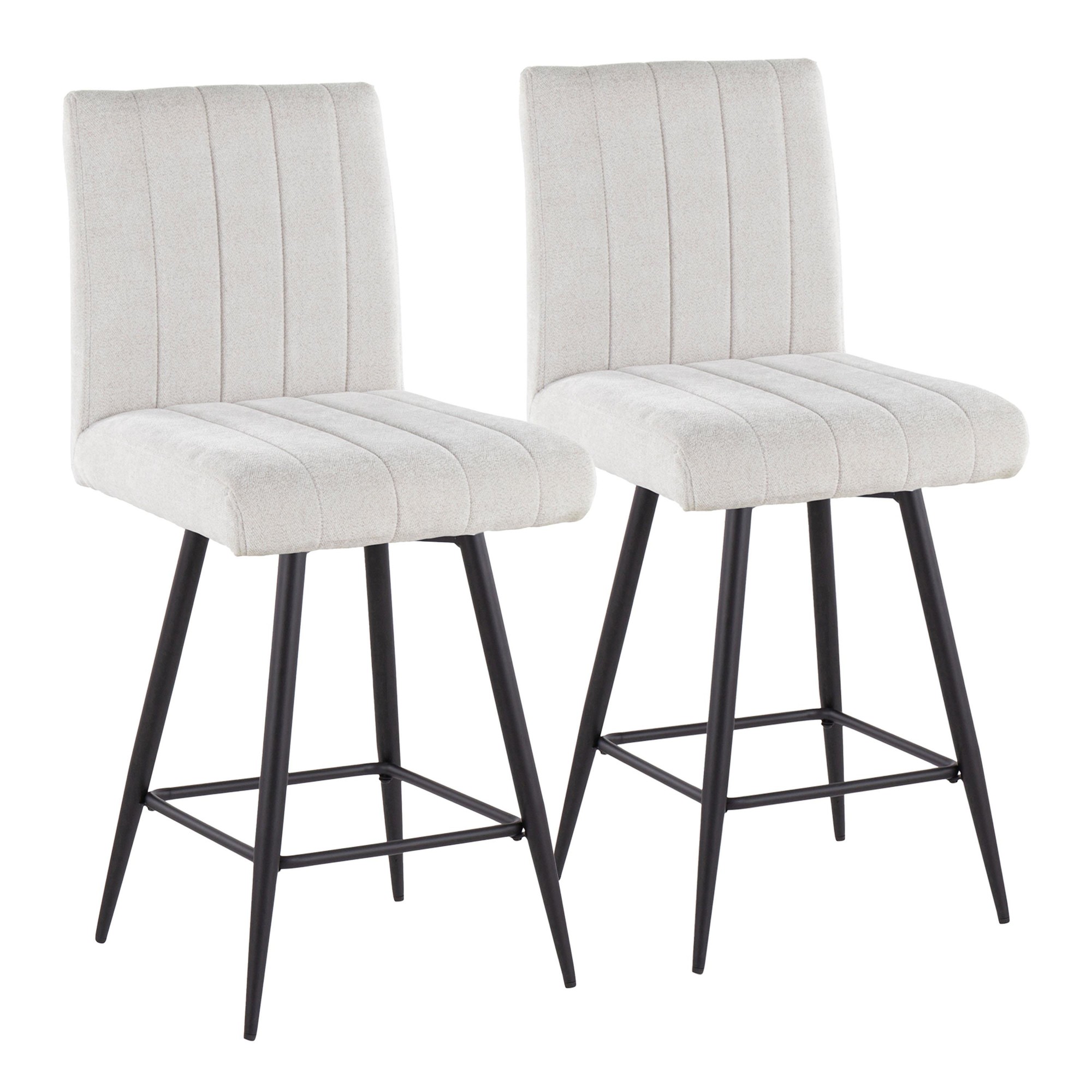 Hank 26 Contemporary Light Grey Fabric Swivel Stools (Set of 2) 3 Hank 26 Contemporary Light Grey Fabric Swivel Stools (Set of 2) - Image 3