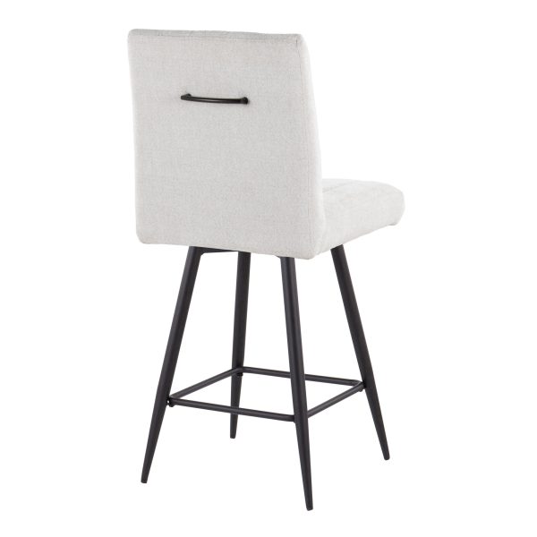 Hank 26 Contemporary Light Grey Fabric Swivel Stools Set of 2 5