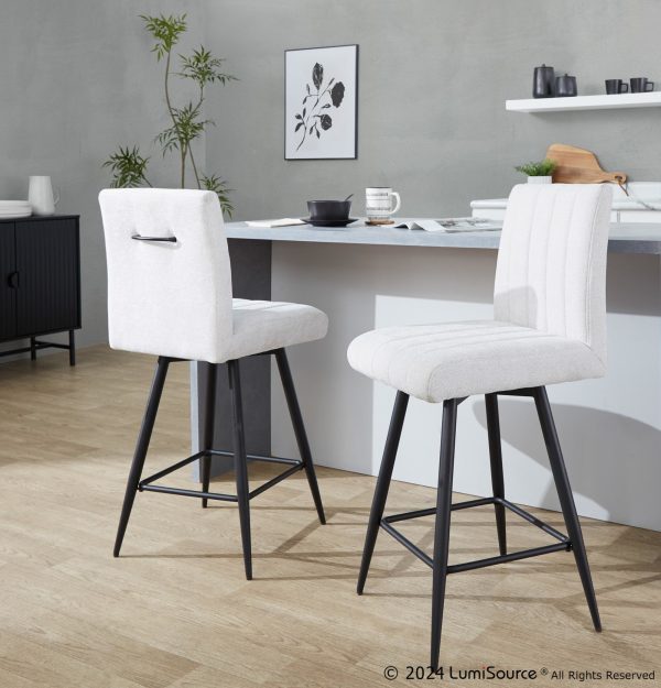 Hank 26 Contemporary Light Grey Fabric Swivel Stools Set of 2