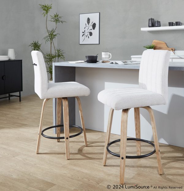 Hank 26 Contemporary Light Grey Swivel Counter Stool Set of 2 1 1