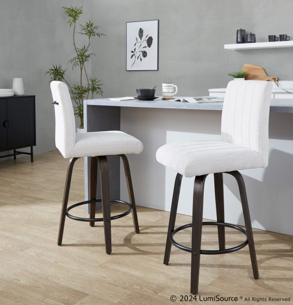 Hank 26 Contemporary Light Grey Swivel Counter Stool Set of 2 1