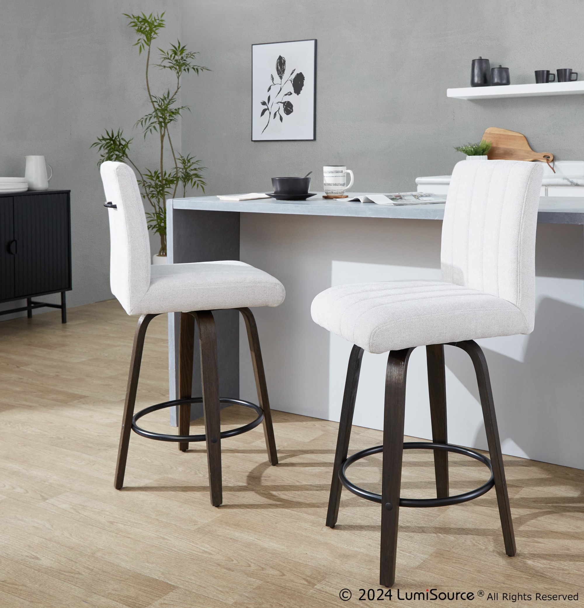 Hank 26 Contemporary Light Grey Swivel Counter Stool (Set of 2) 2 Hank 26 Contemporary Light Grey Swivel Counter Stool (Set of 2) - Image 2