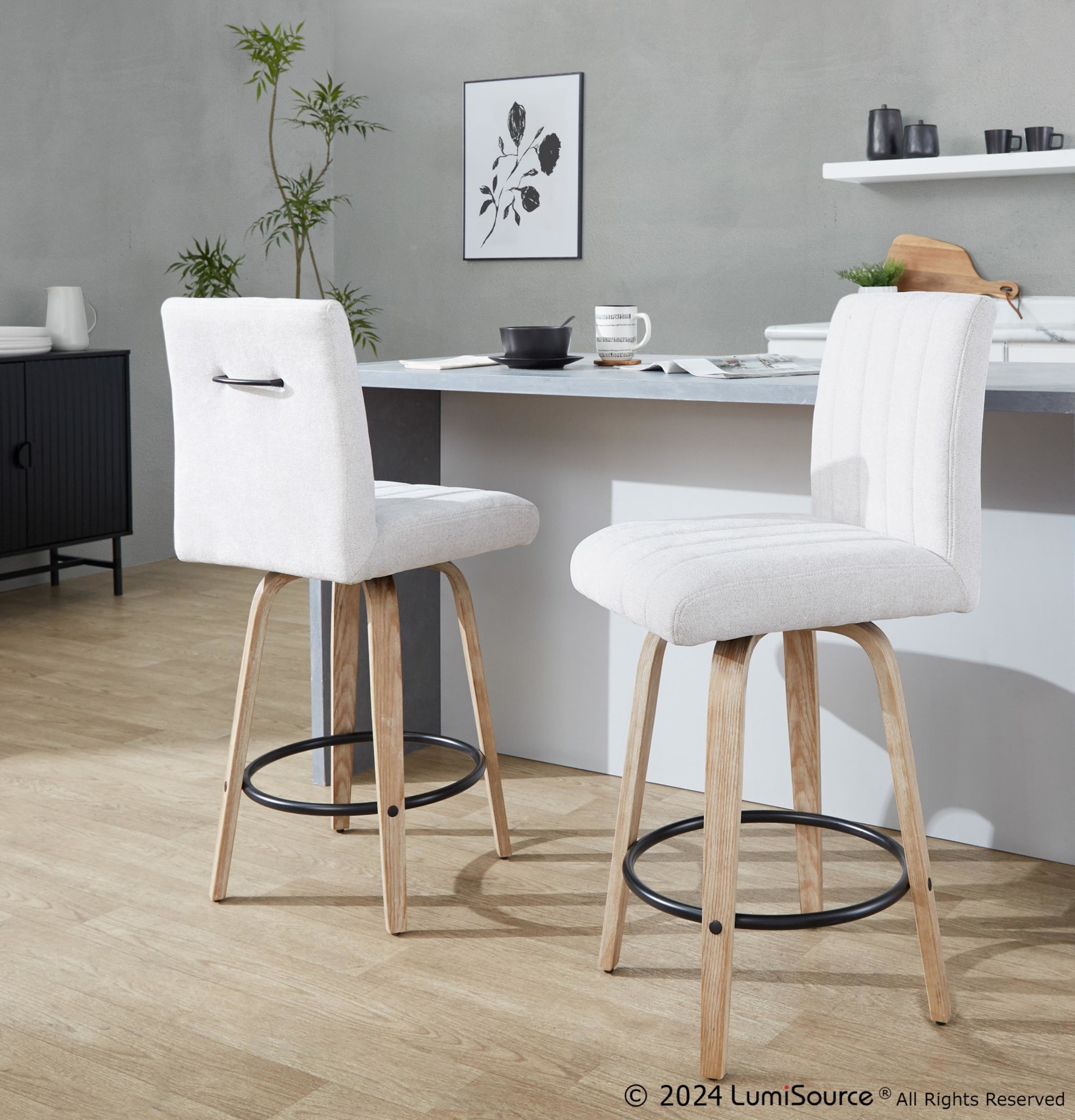 Hank 26" Contemporary Light Grey Swivel Counter Stool (Set of 2) 1 Hank 26" Contemporary Light Grey Swivel Counter Stool (Set of 2)