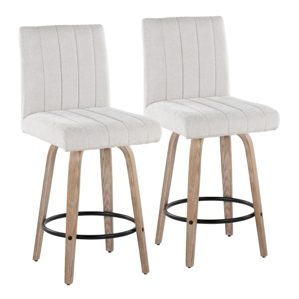 Hank 26 Contemporary Light Grey Swivel Counter Stool Set of 2 2 1