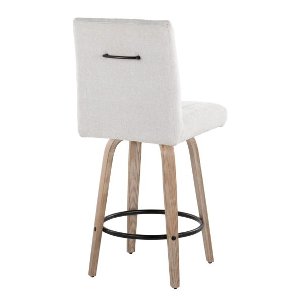 Hank 26 Contemporary Light Grey Swivel Counter Stool Set of 2 5 1