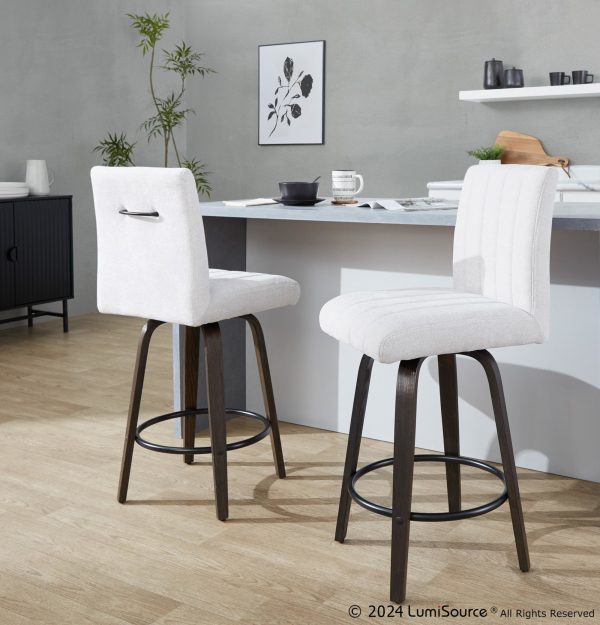 Hank 26 Contemporary Light Grey Swivel Counter Stool Set of 2