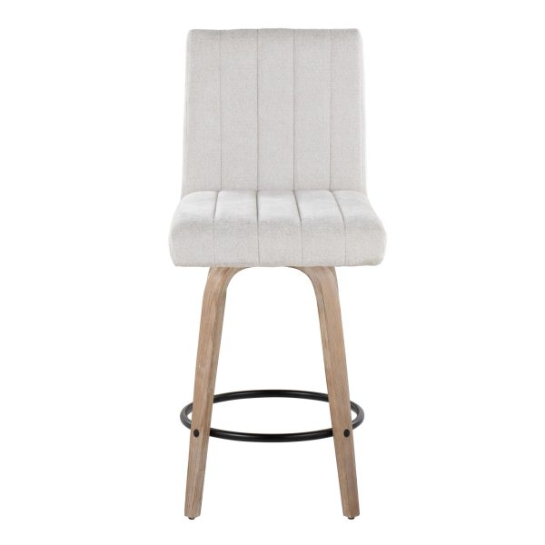 Hank 26 Contemporary Light Grey Swivel Counter Stool Set of 2 7 1