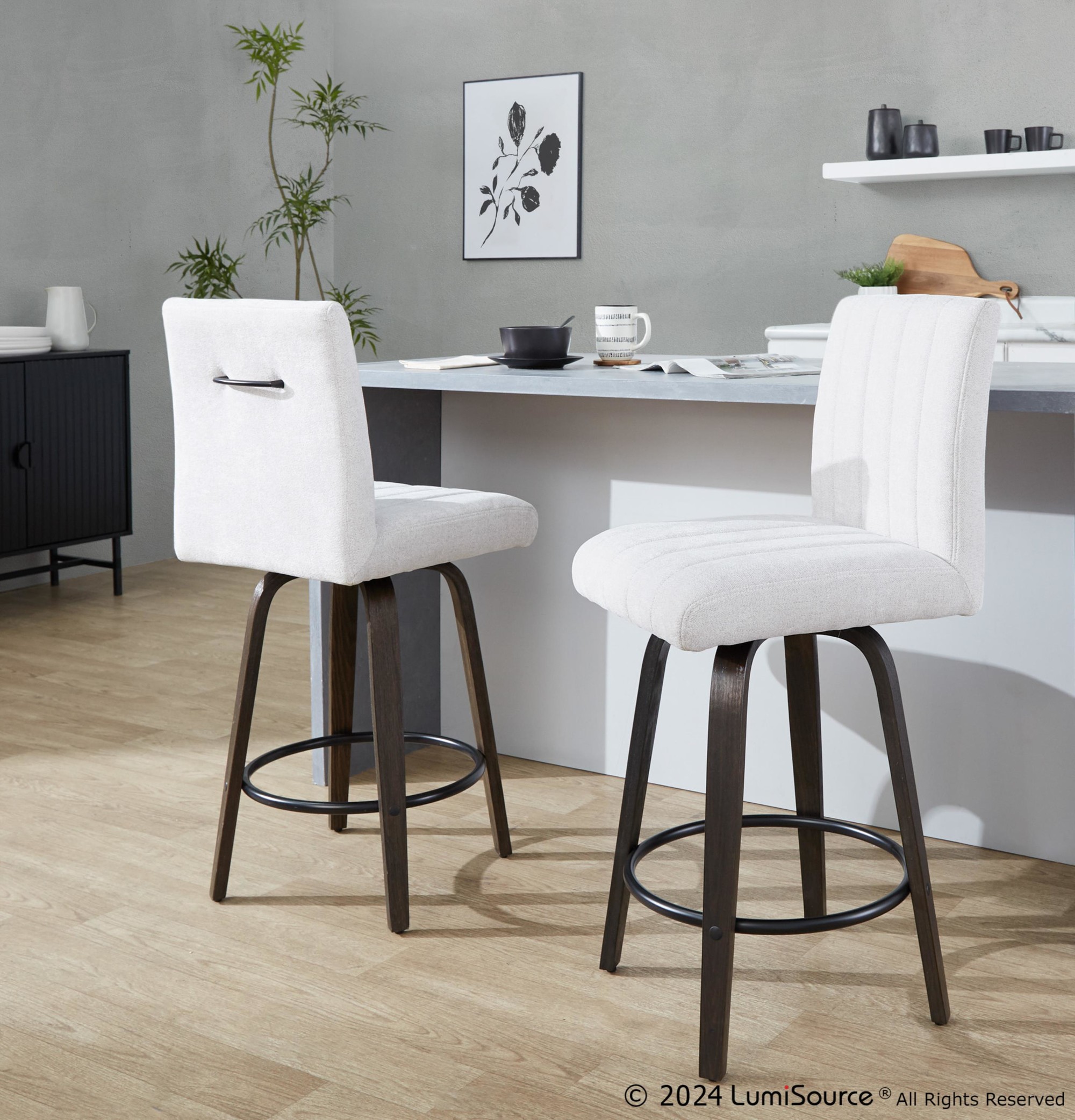 Hank 26 Contemporary Light Grey Swivel Counter Stool (Set of 2) 1 Hank 26 Contemporary Light Grey Swivel Counter Stool (Set of 2)