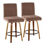 Hank 26 Contemporary Walnut and Brown Swivel Counter Stools (Set of 2) 13 Hank 26 Contemporary Walnut and Brown Swivel Counter Stools (Set of 2)