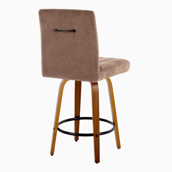 Hank 26 Contemporary Walnut and Brown Swivel Counter Stools Set of 2 5